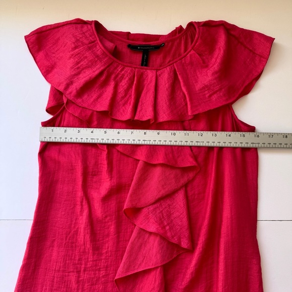 BCBGMaxAzria Ruffle Mini Dress Fushia Pink Bamboo Blend Sleeveless Party Sz 4 - Picture 7 of 11